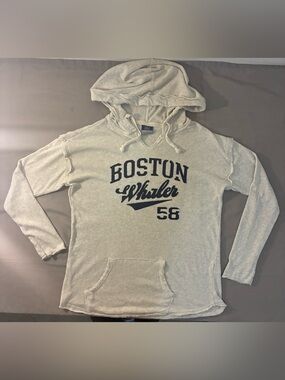 MV Sport Cream Crewneck Hoodie Sweater with Navy Boston Graphic